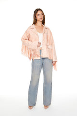 Fringe Faux Suede & Gem Jacket