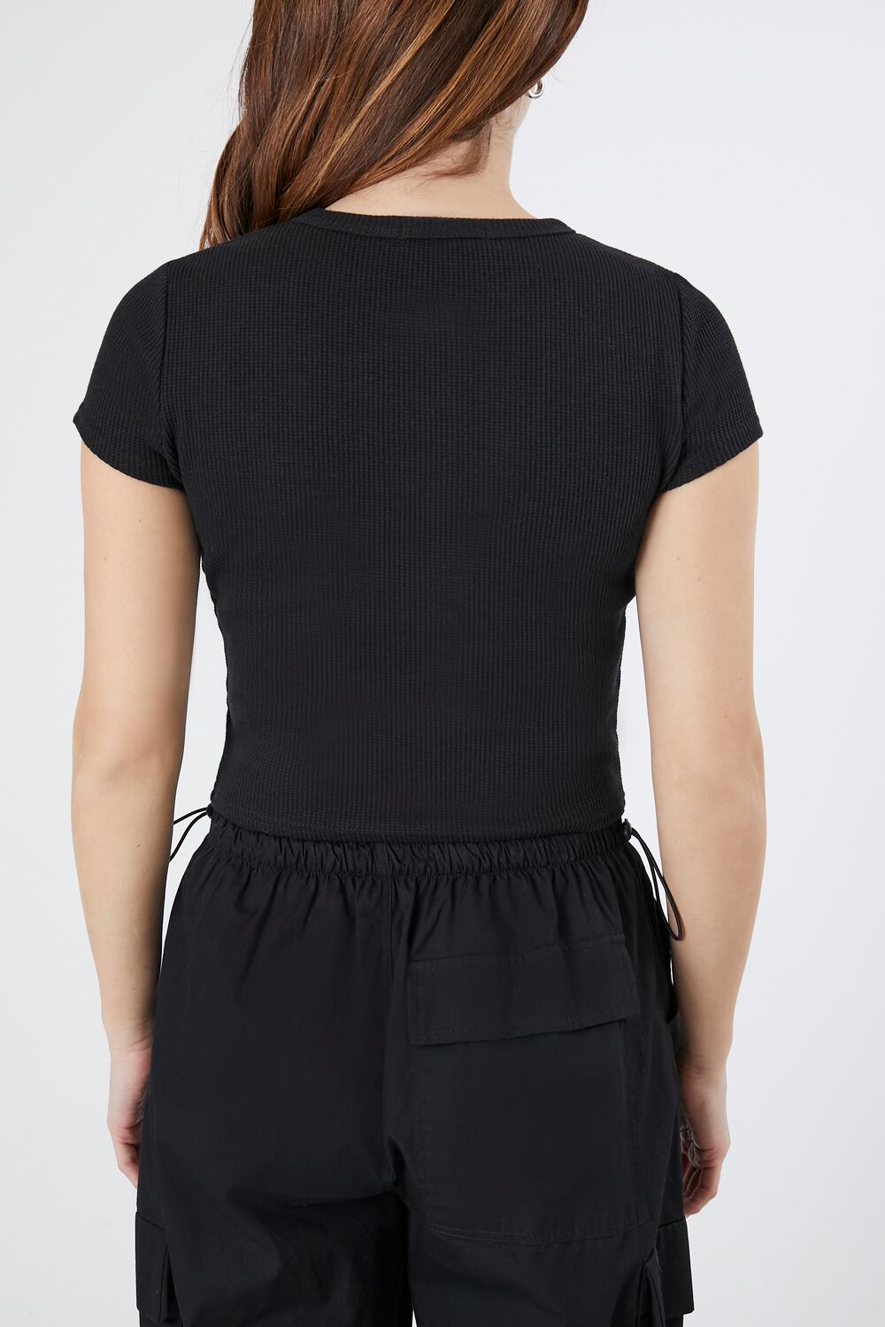 Ribbed Henley Crop Top