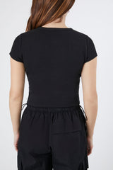 Ribbed Henley Crop Top
