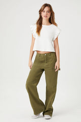 Butterfly-Sleeve Crop Top