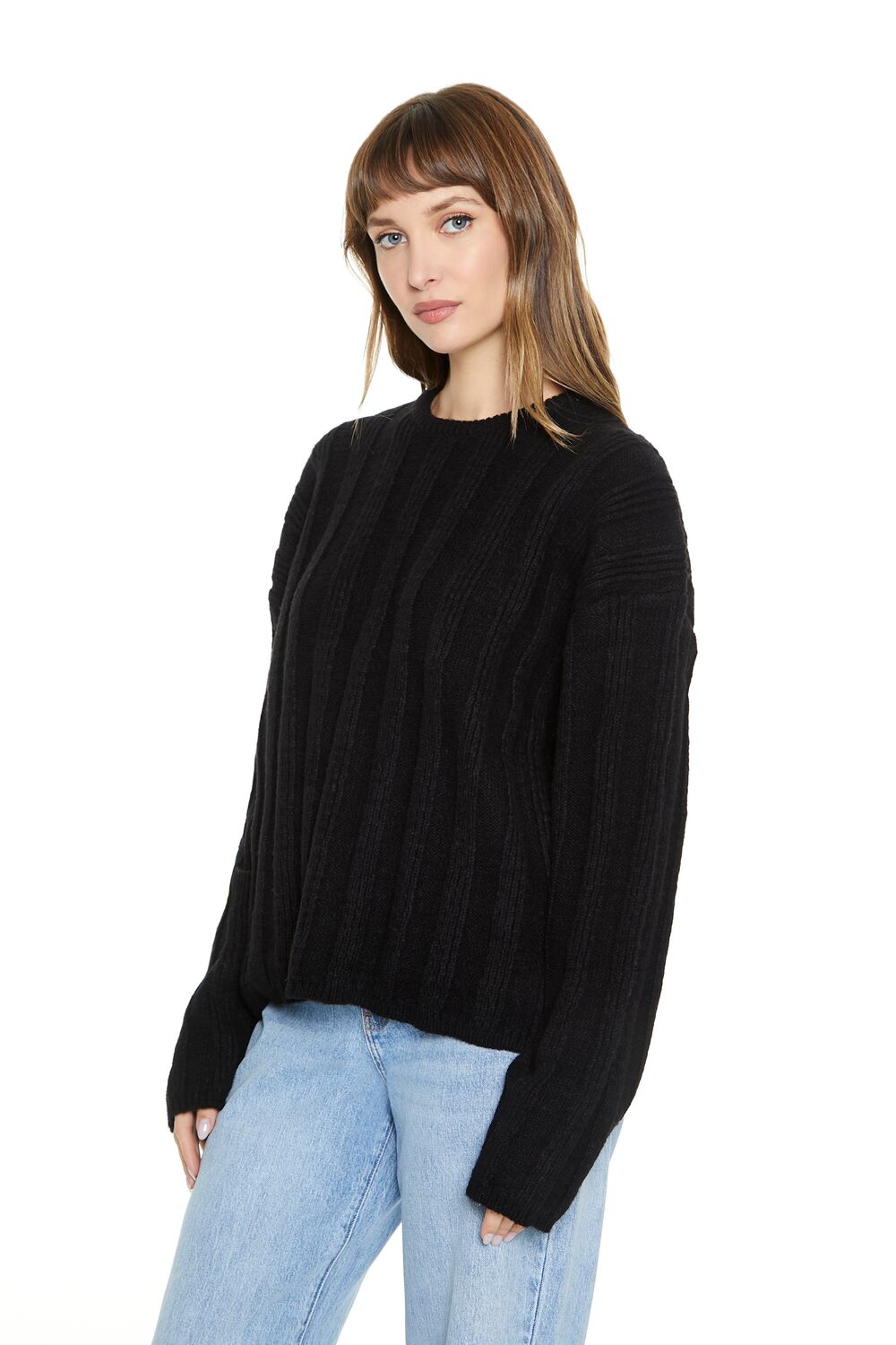 Ribbed Drop-Sleeve Sweater