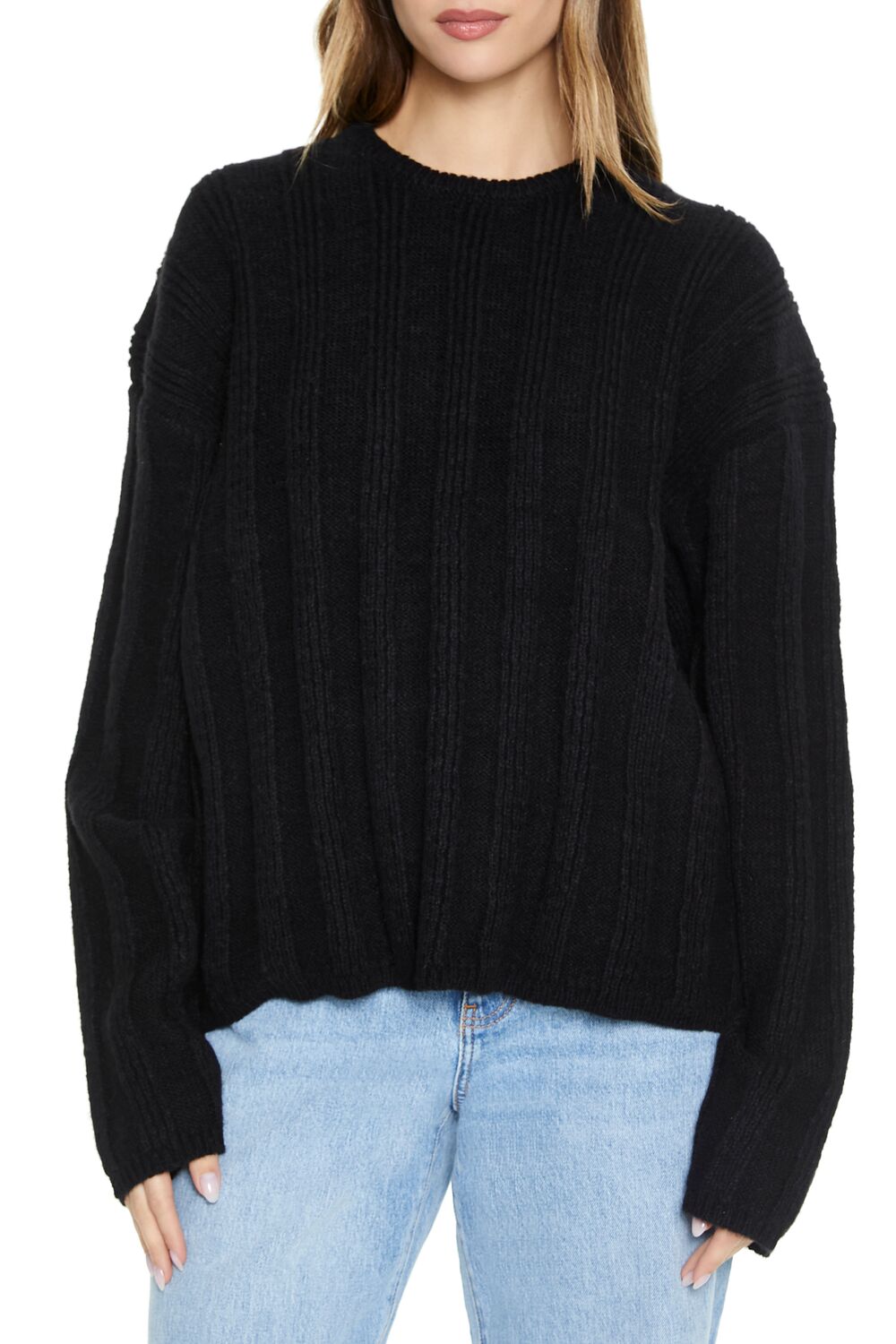 Ribbed Drop-Sleeve Sweater