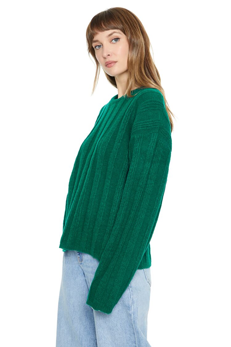 Ribbed Drop-Sleeve Sweater