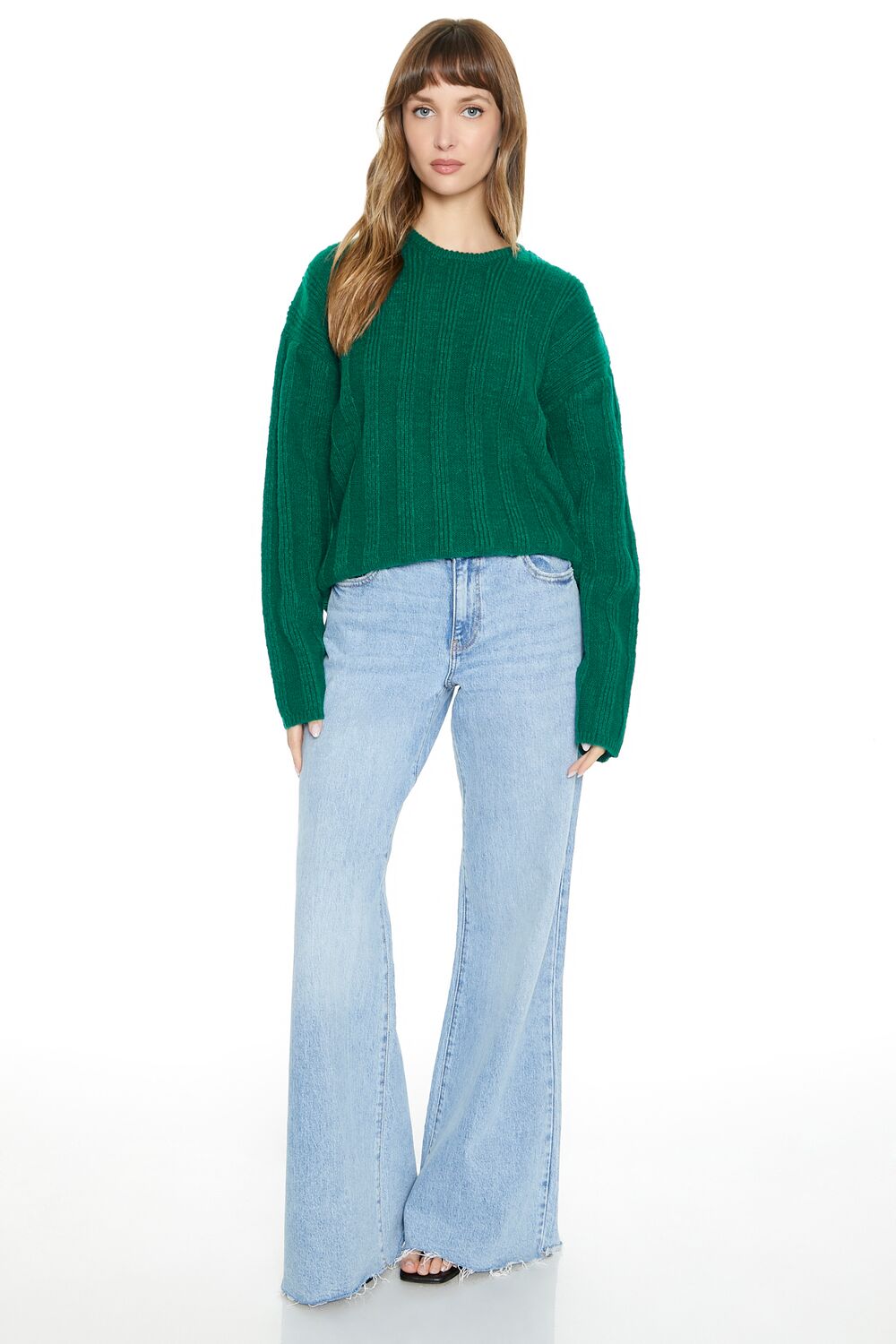 Ribbed Drop-Sleeve Sweater