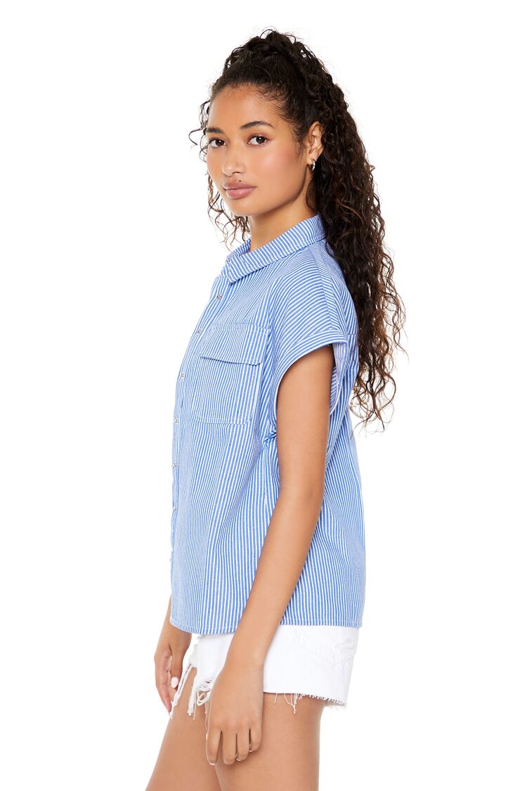 Striped Cap-Sleeve Shirt