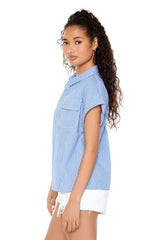 Striped Cap-Sleeve Shirt