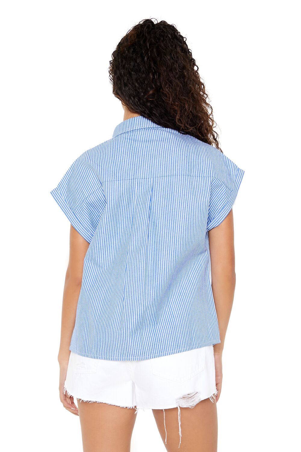 Striped Cap-Sleeve Shirt