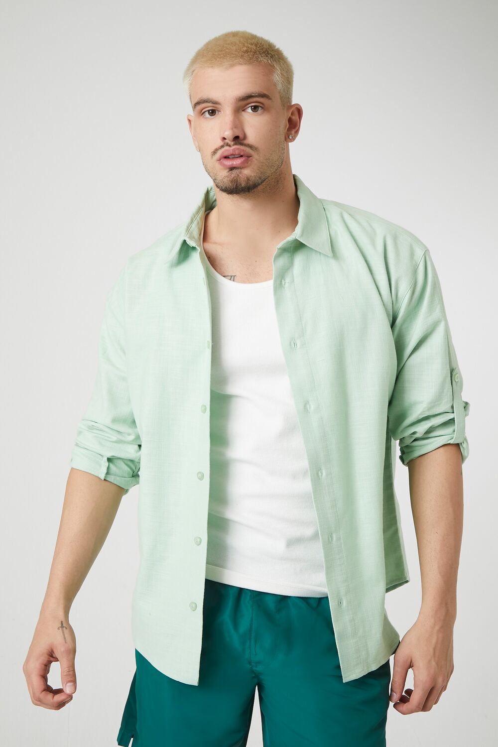 Textured Curved-Hem Shirt