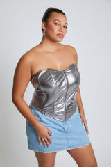 Plus Size Metallic Sweetheart Tube Top