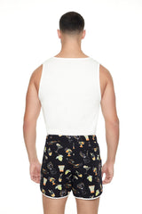 Short Inseam Drink Print Swim Trunks