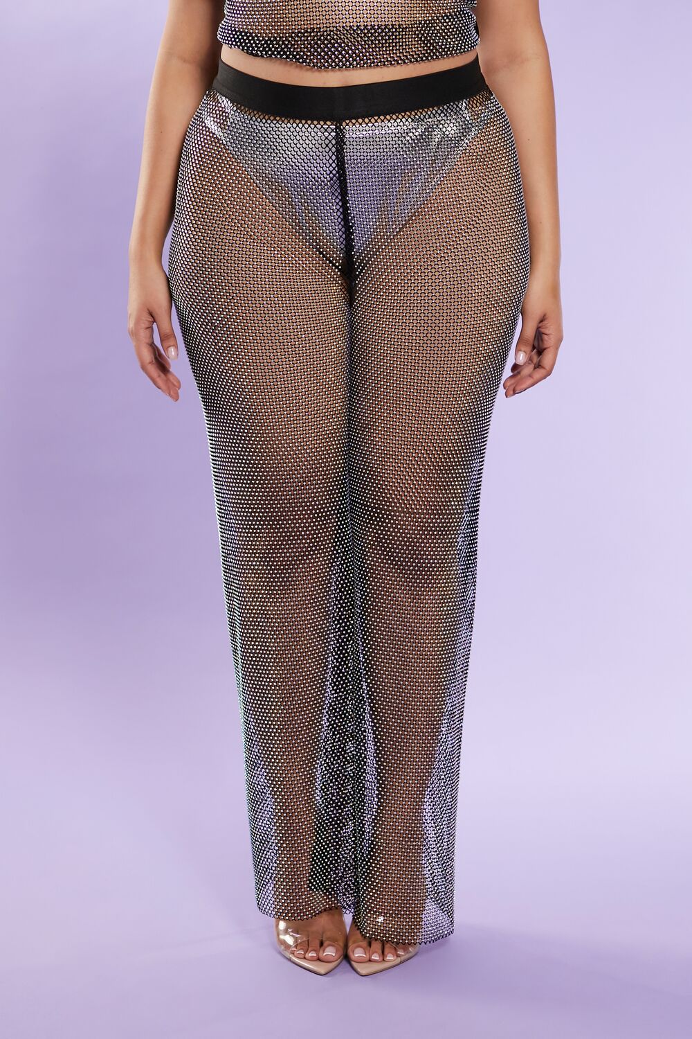 Plus Size Rhinestone Wide-Leg Pants