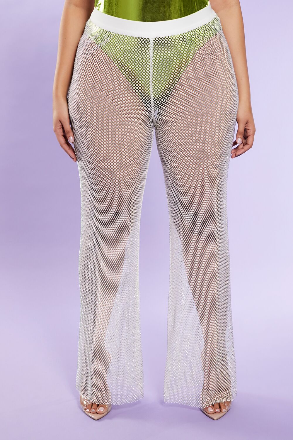 Plus Size Rhinestone Wide-Leg Pants