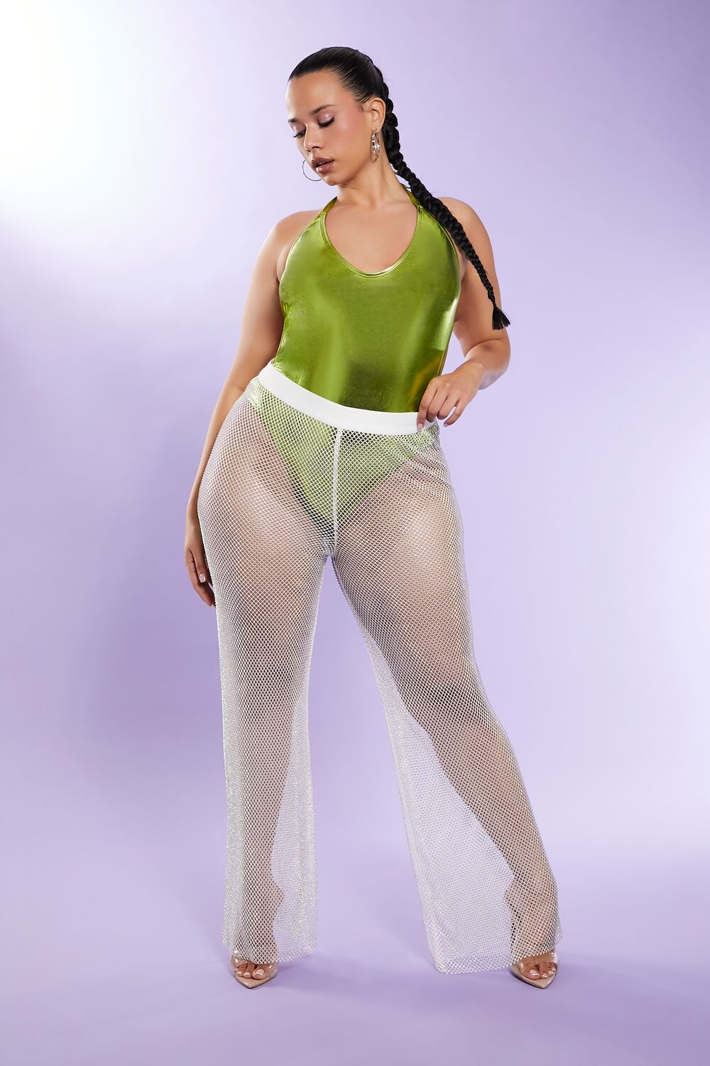 Plus Size Rhinestone Wide-Leg Pants