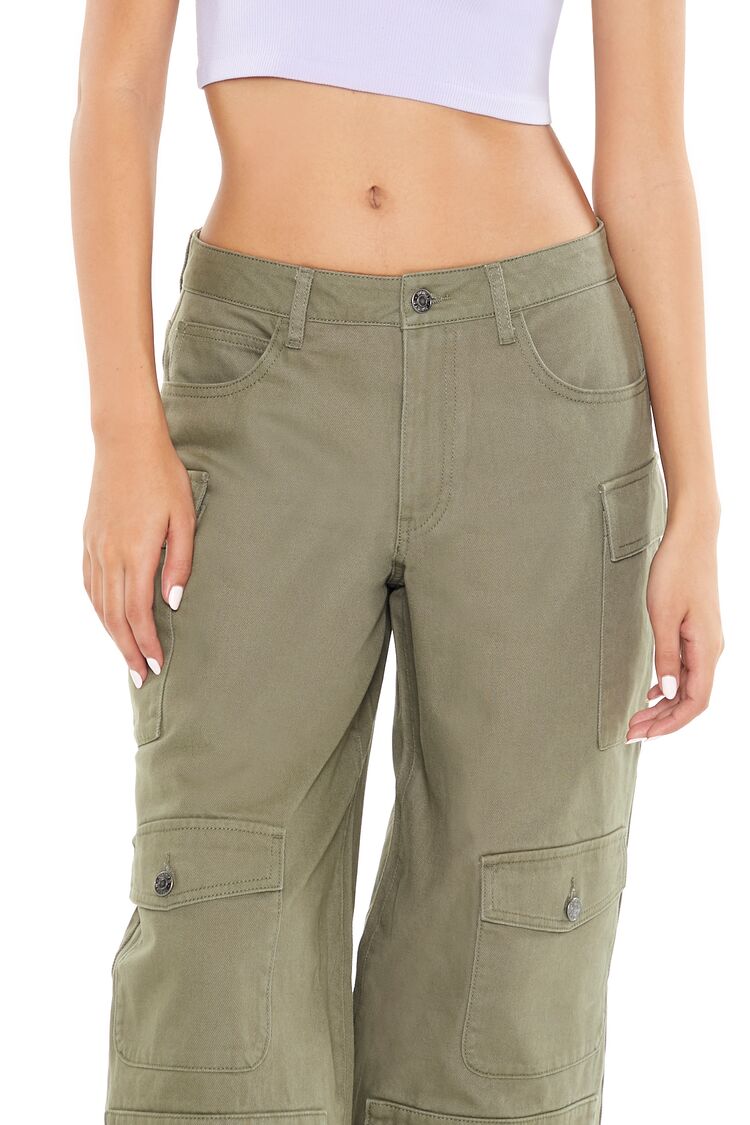 Twill Wide-Leg Cargo Pants