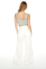Twill Wide-Leg Cargo Pants
