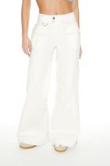 Twill Wide-Leg Cargo Pants