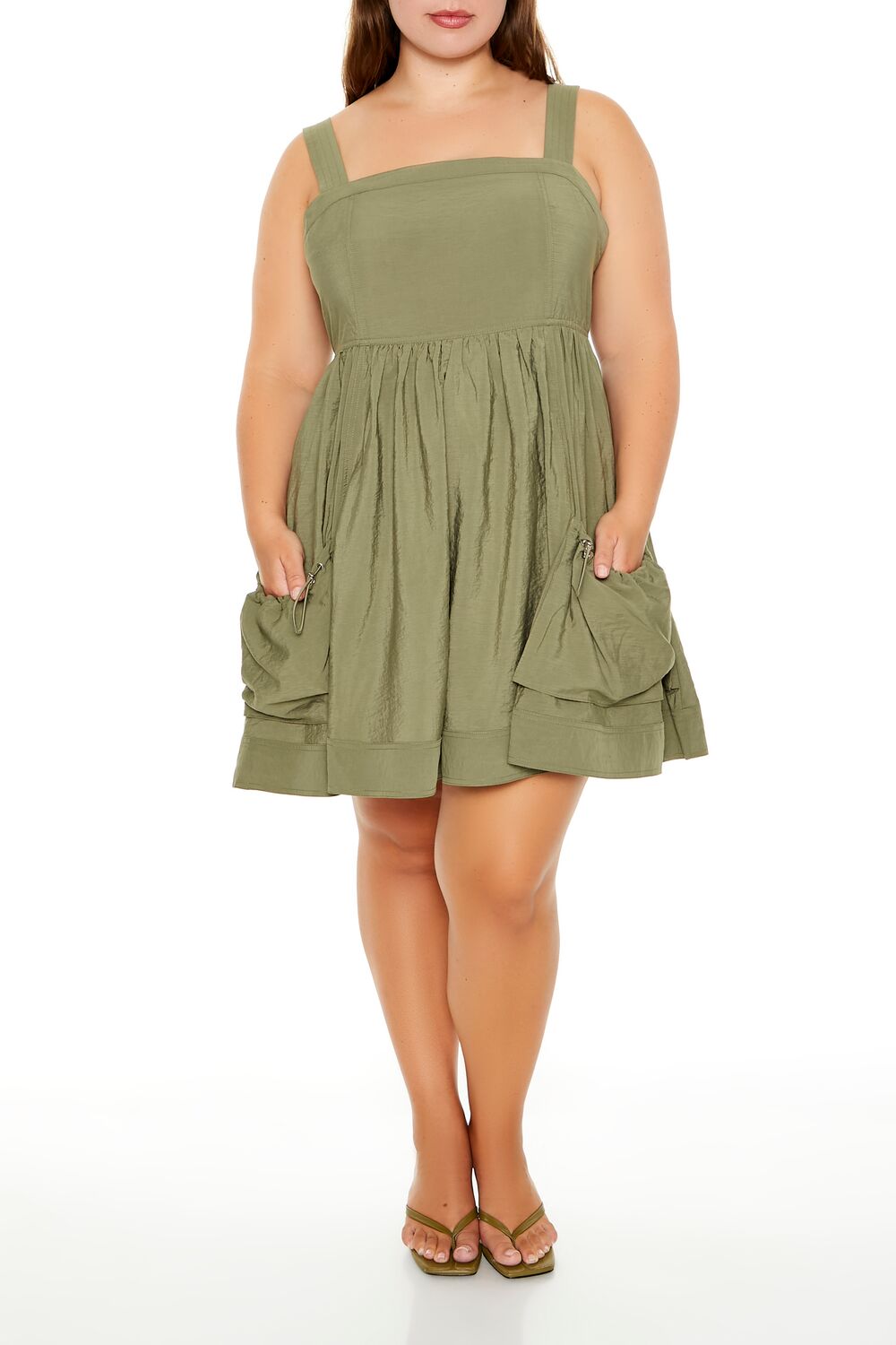 Plus Size Cargo A-Line Mini Dress