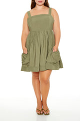 Plus Size Cargo A-Line Mini Dress