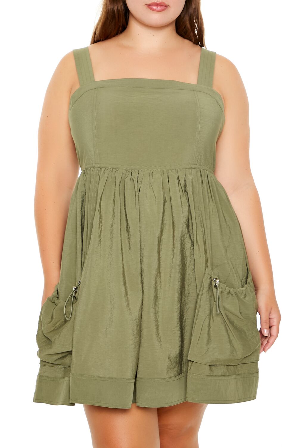 Plus Size Cargo A-Line Mini Dress