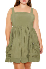 Plus Size Cargo A-Line Mini Dress