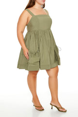 Plus Size Cargo A-Line Mini Dress