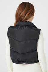 Chevron Funnel Neck Puffer Vest