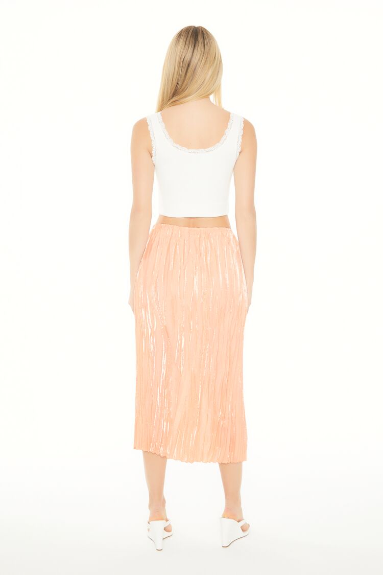 Crinkled High-Rise Midi Skirt