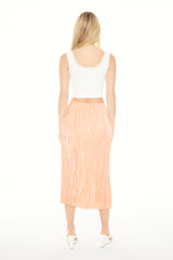 Crinkled High-Rise Midi Skirt