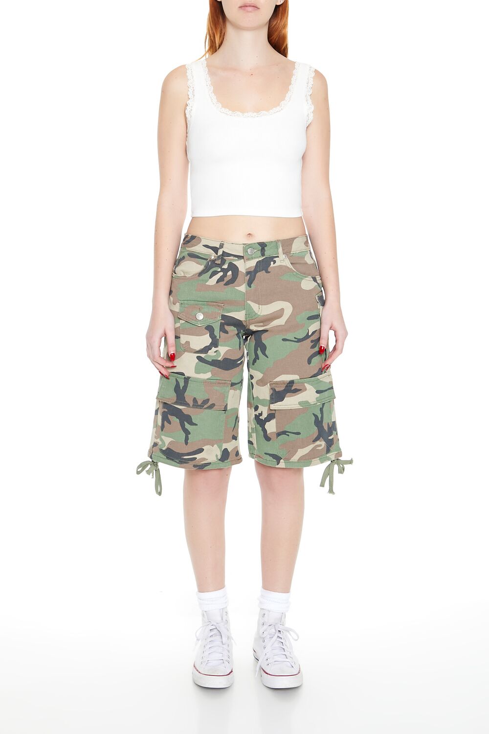 Lace-Trim Cropped Tank Top