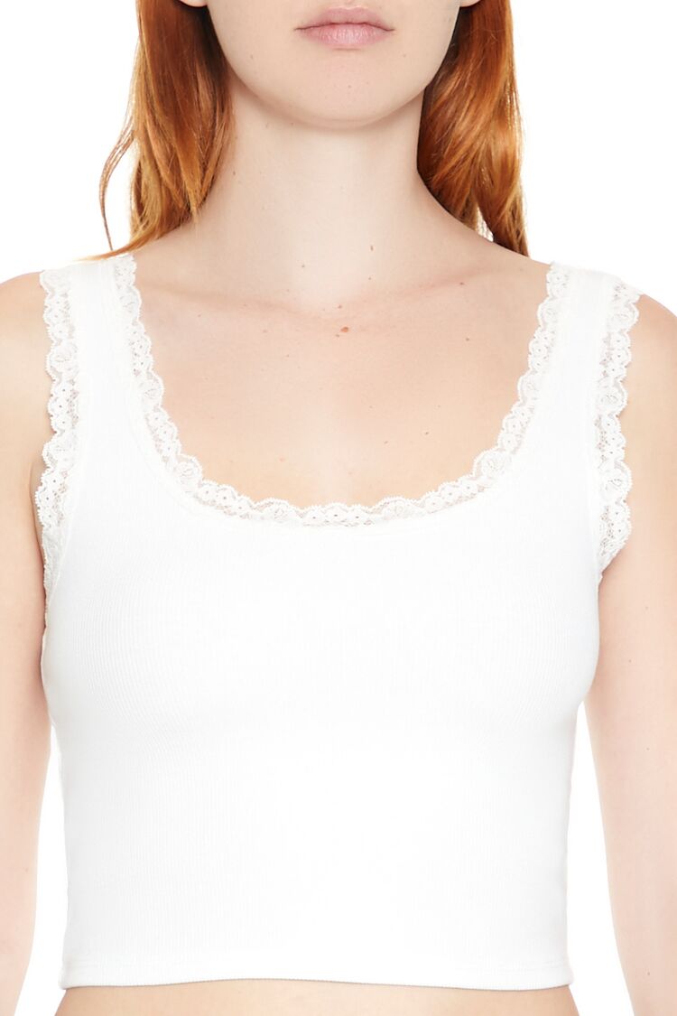 Lace-Trim Cropped Tank Top