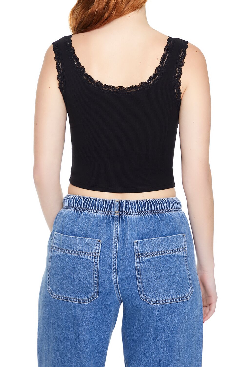 Lace-Trim Cropped Tank Top
