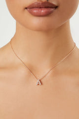 Faux Gem Initial Pendant Necklace