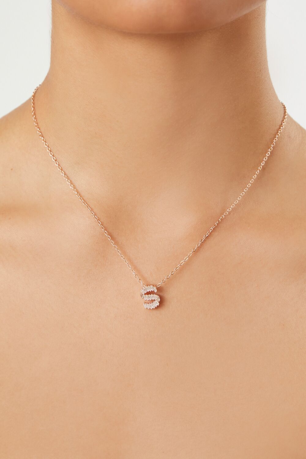 Faux Gem Initial Pendant Necklace