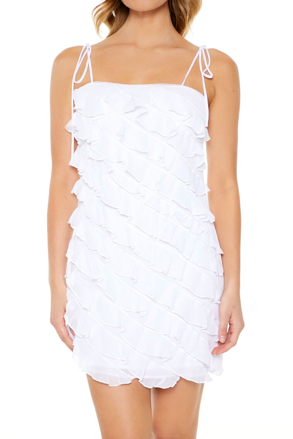 Chiffon Tiered Tie-Strap Mini Dress
