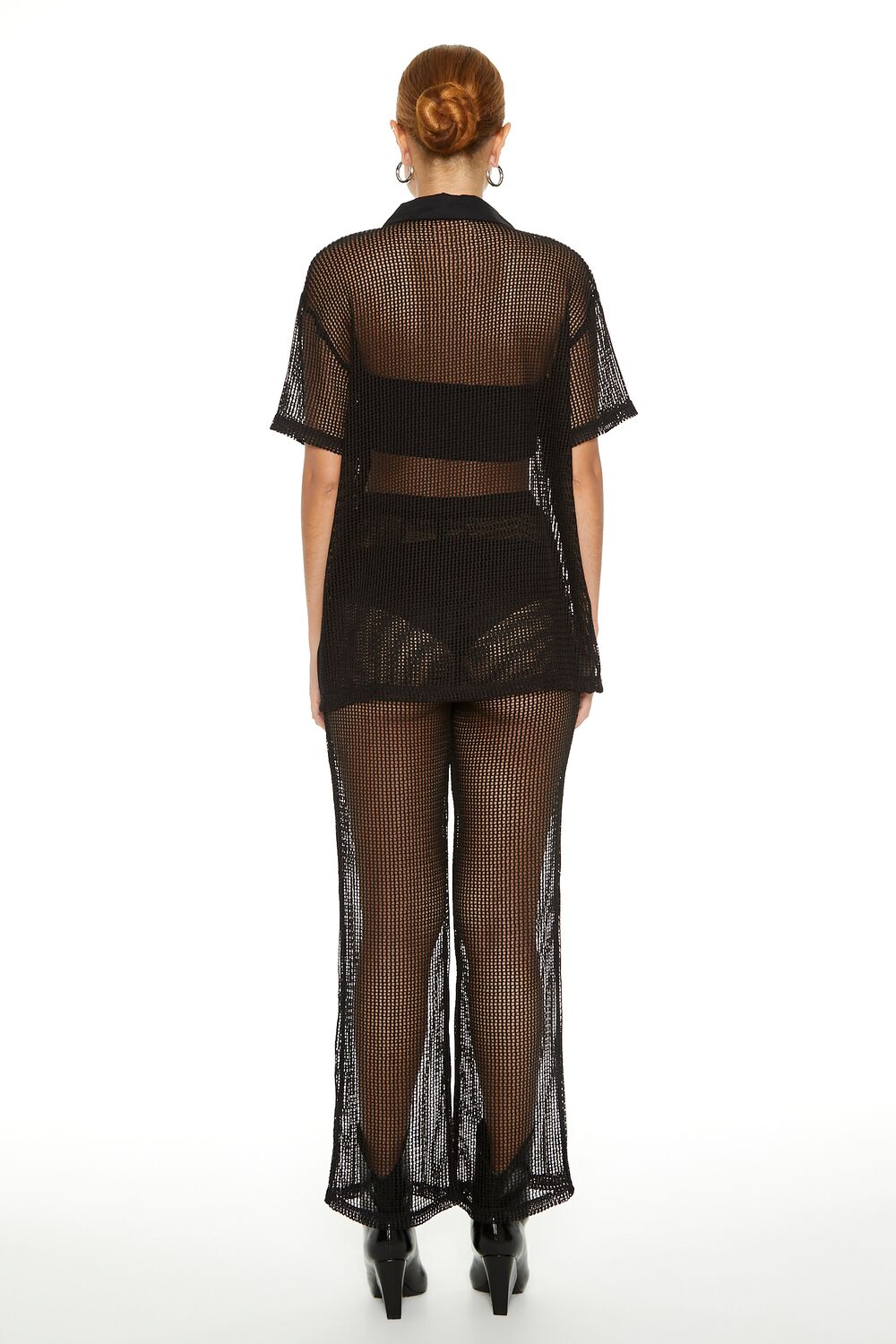 Sheer Crochet Shirt & Pants Set