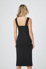 Denim Button-Front Midi Dress