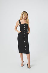 Denim Button-Front Midi Dress