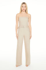 Strapless Belted Denim Jumpsuit