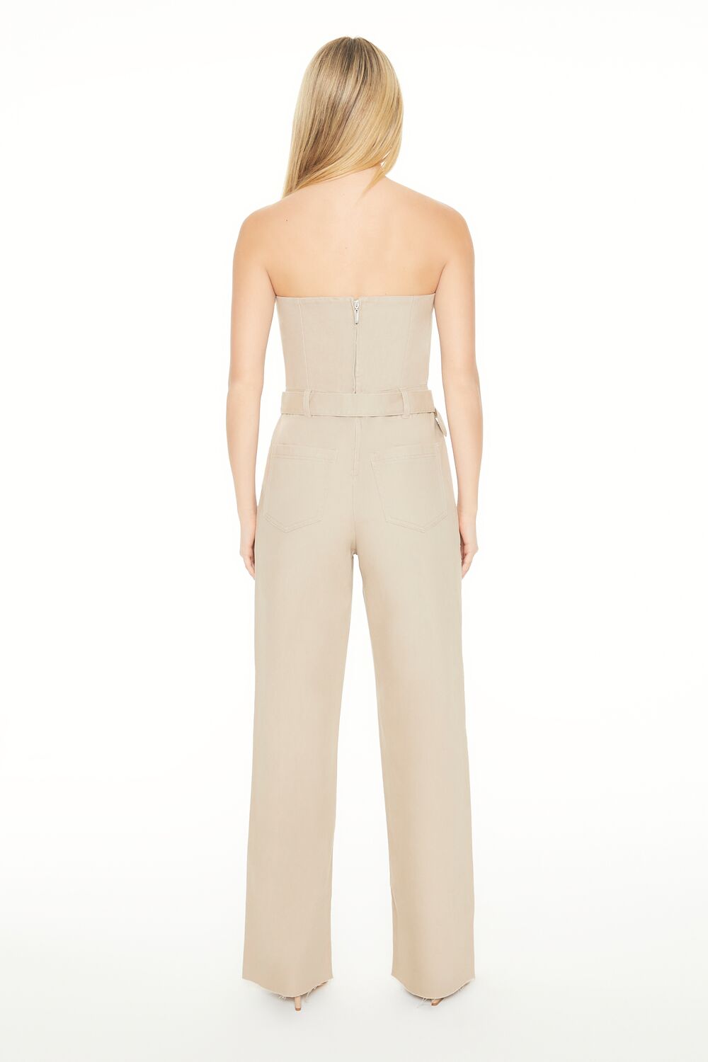 Strapless Belted Denim Jumpsuit