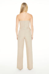 Strapless Belted Denim Jumpsuit