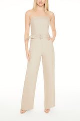 Strapless Belted Denim Jumpsuit