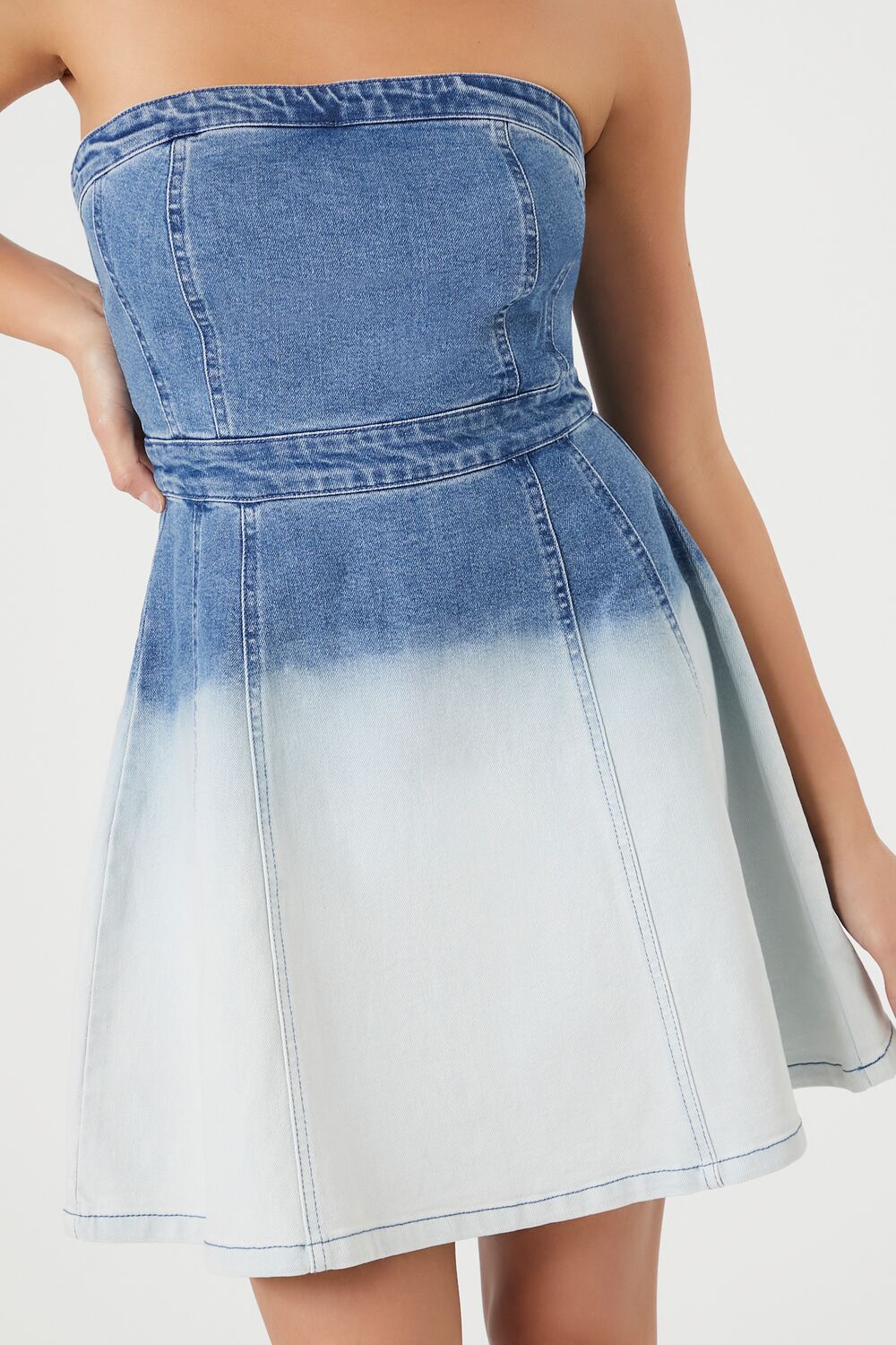 Strapless Dip-Dye Denim Mini Dress