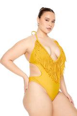 Plus Size Fringe One-Piece Swimsuit