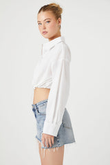 Cropped Drawstring Shirt