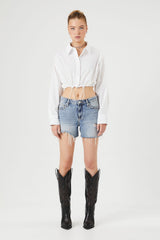 Cropped Drawstring Shirt