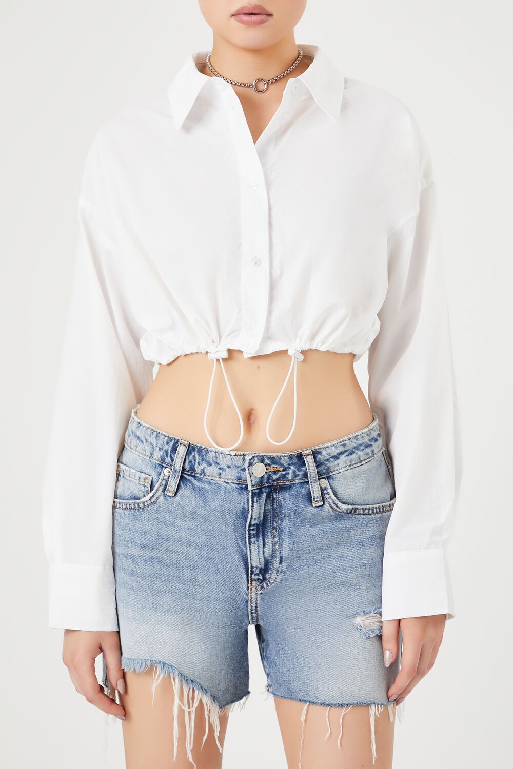 Cropped Drawstring Shirt