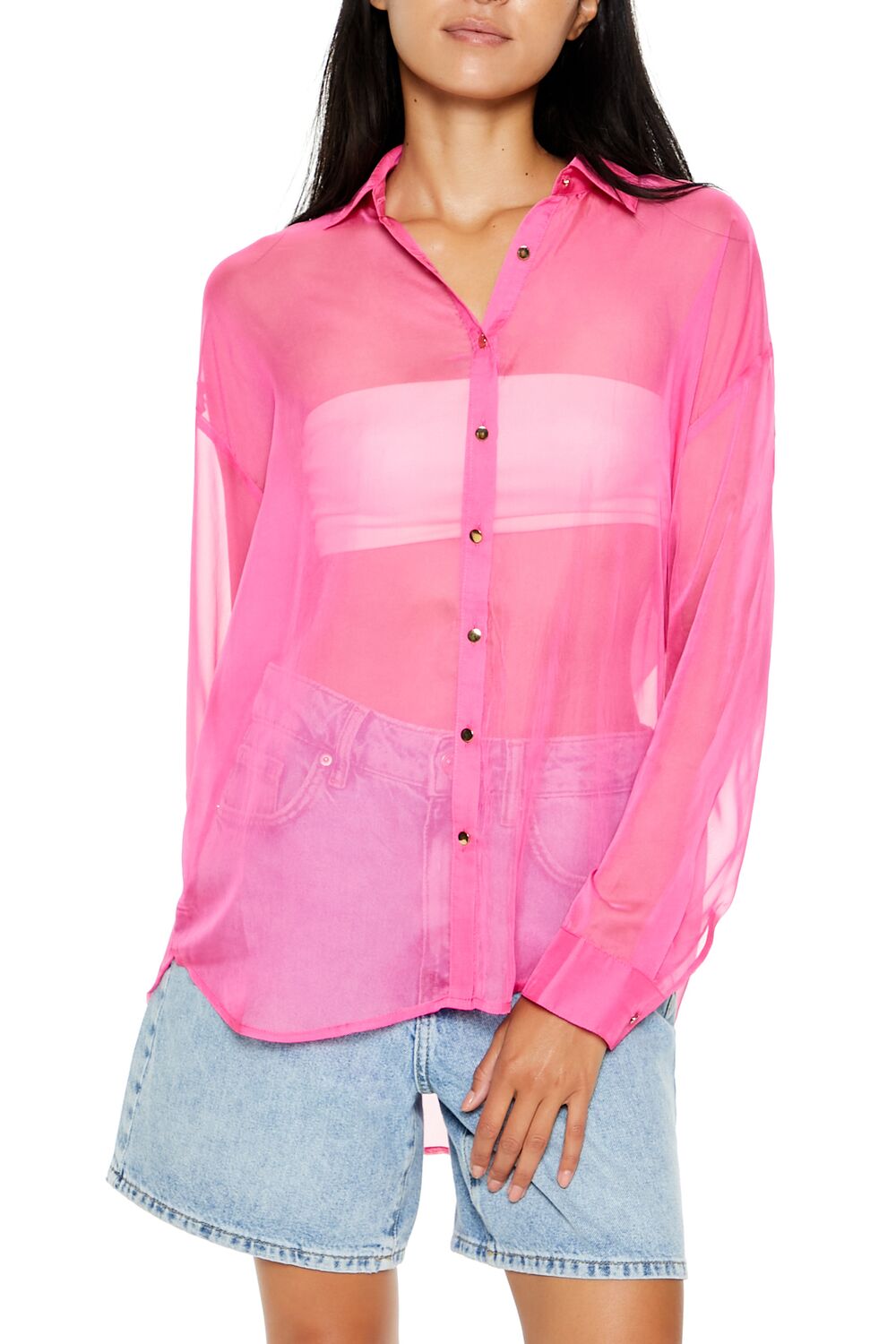 Sheer Button-Up Shirt