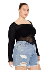 Plus Size Sweater-Knit Crop Top