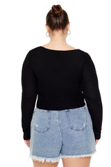 Plus Size Sweater-Knit Crop Top
