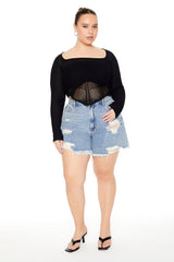 Plus Size Sweater-Knit Crop Top
